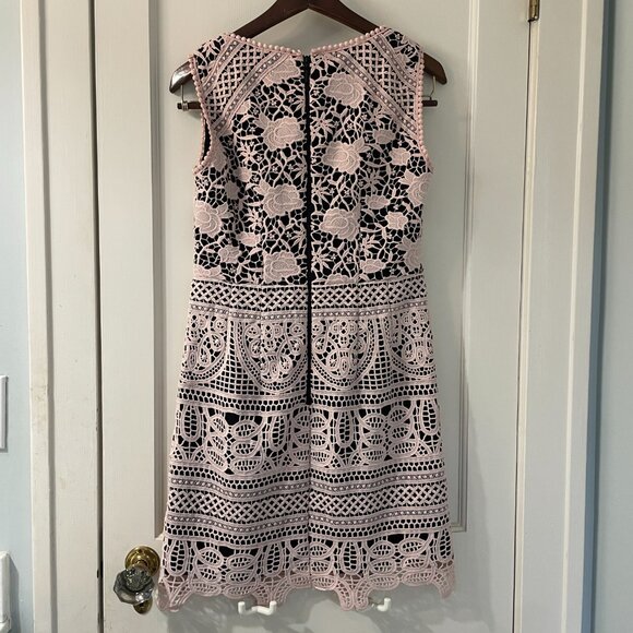 NANETE LEPORE Lace Overlay Mini Dress in Blush Pink/Black, Size 4 EUC - Picture 3 of 6